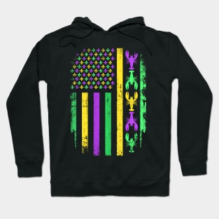 Mardi Gras US American flag with New Hoodie